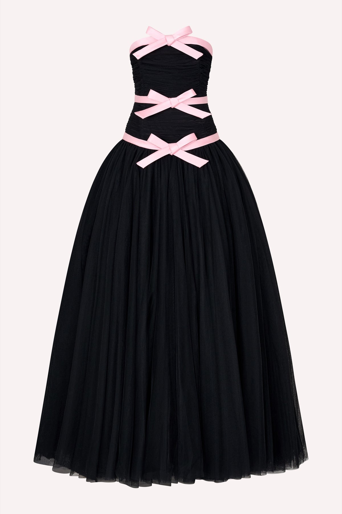 Three Bow Dress - Black/Pink