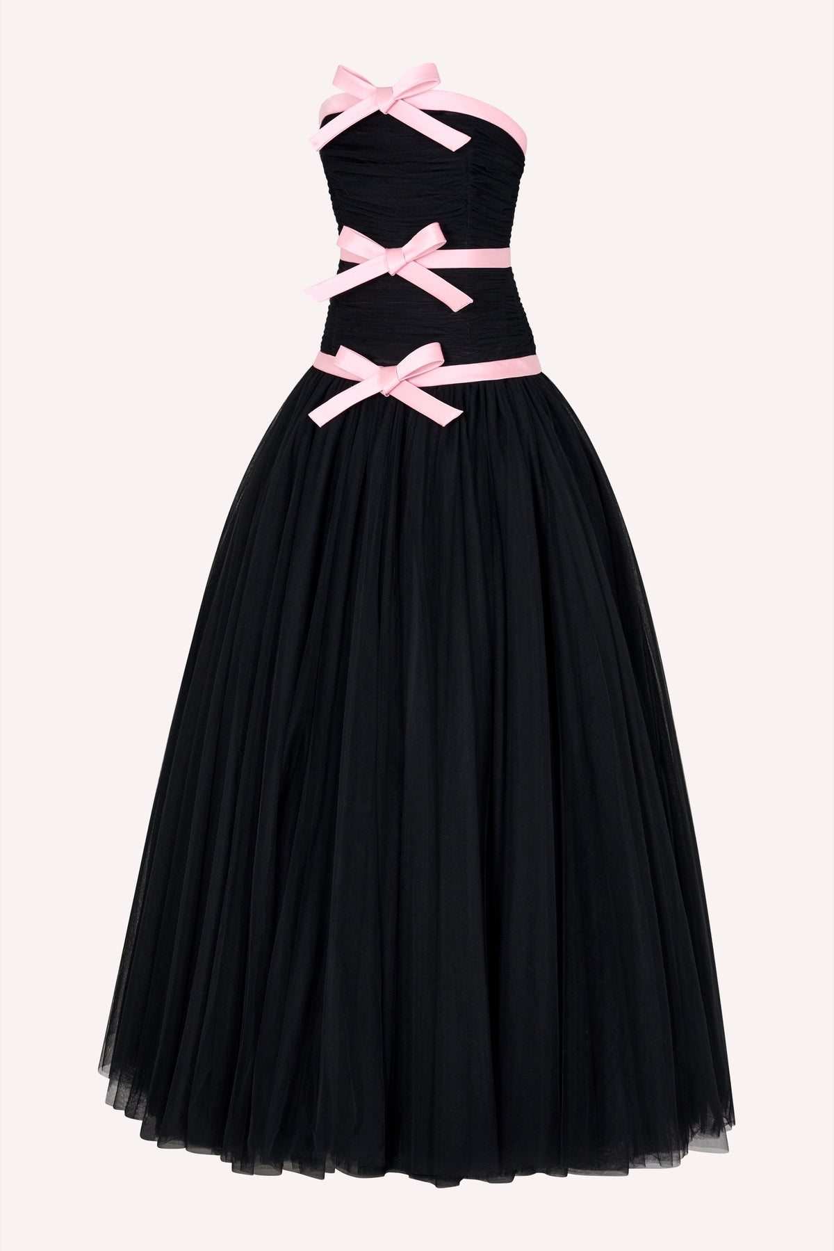 Three Bow Dress - Black/Pink