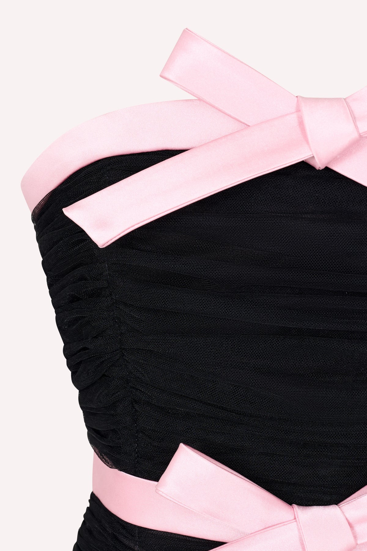 Three Bow Dress - Black/Pink