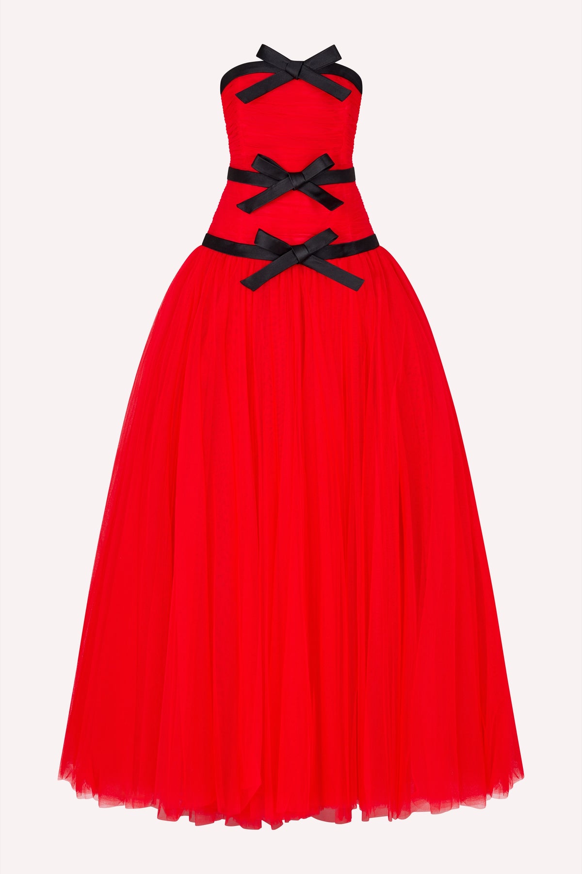 Three Bow Dress - Red/Black