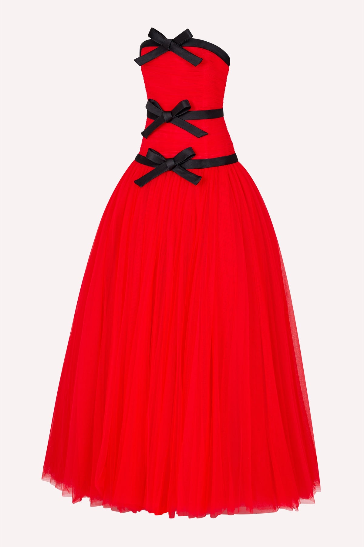 Three Bow Dress - Red/Black