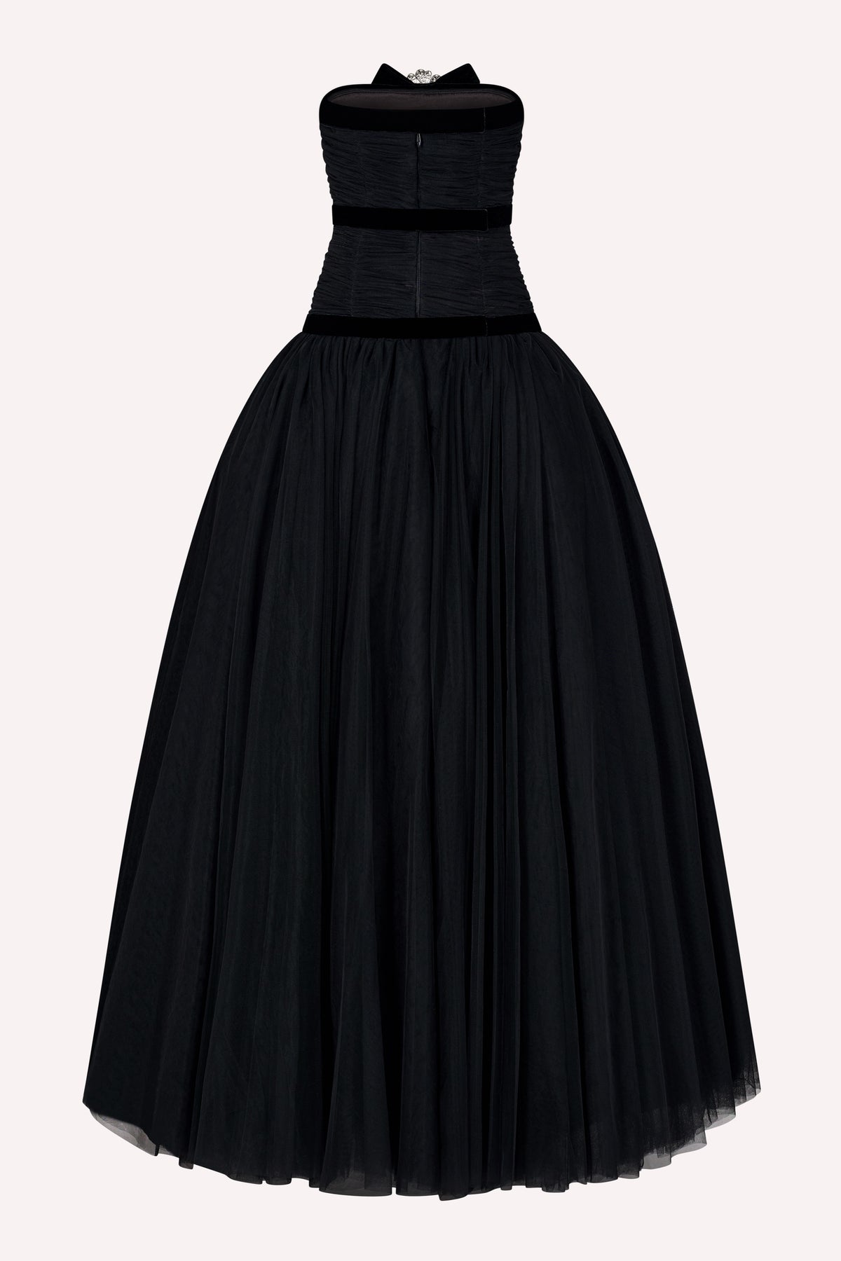 Three Bow Dress - Black/Velvet