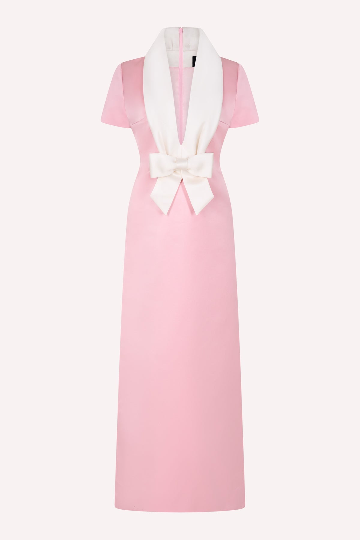 Runway Bow Dress Long Pink Satin
