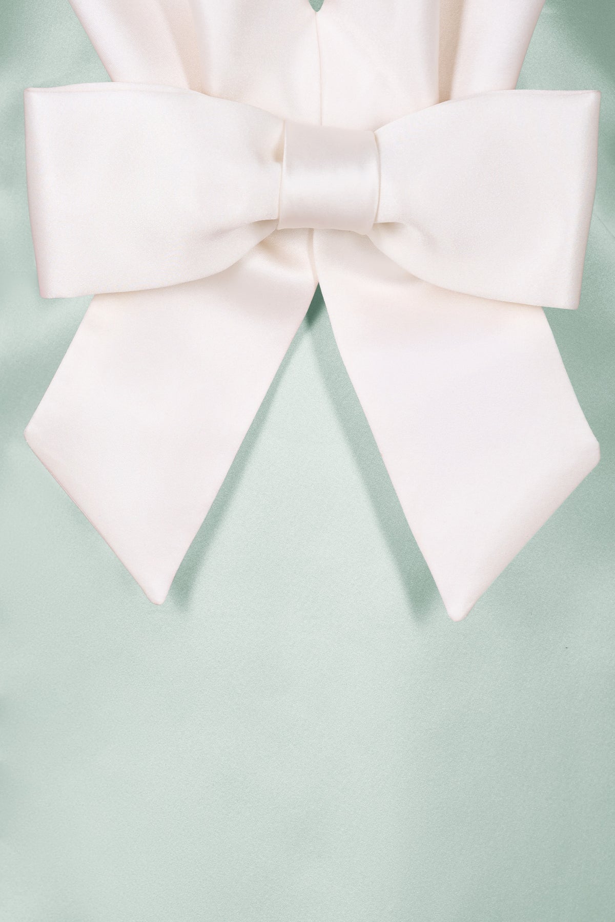 Runway Bow Dress Long Mint Satin