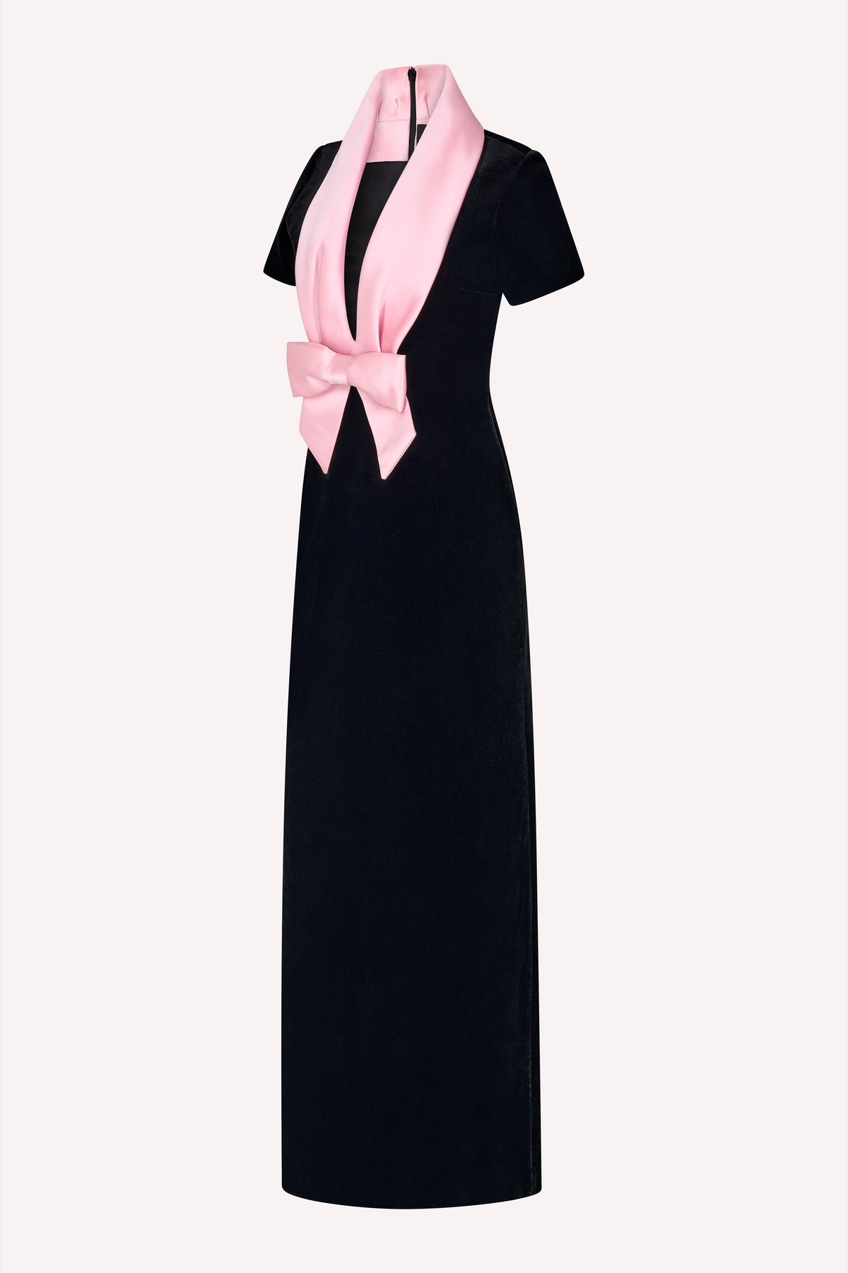 Runway Bow Dress Long Velvet Black/Pink