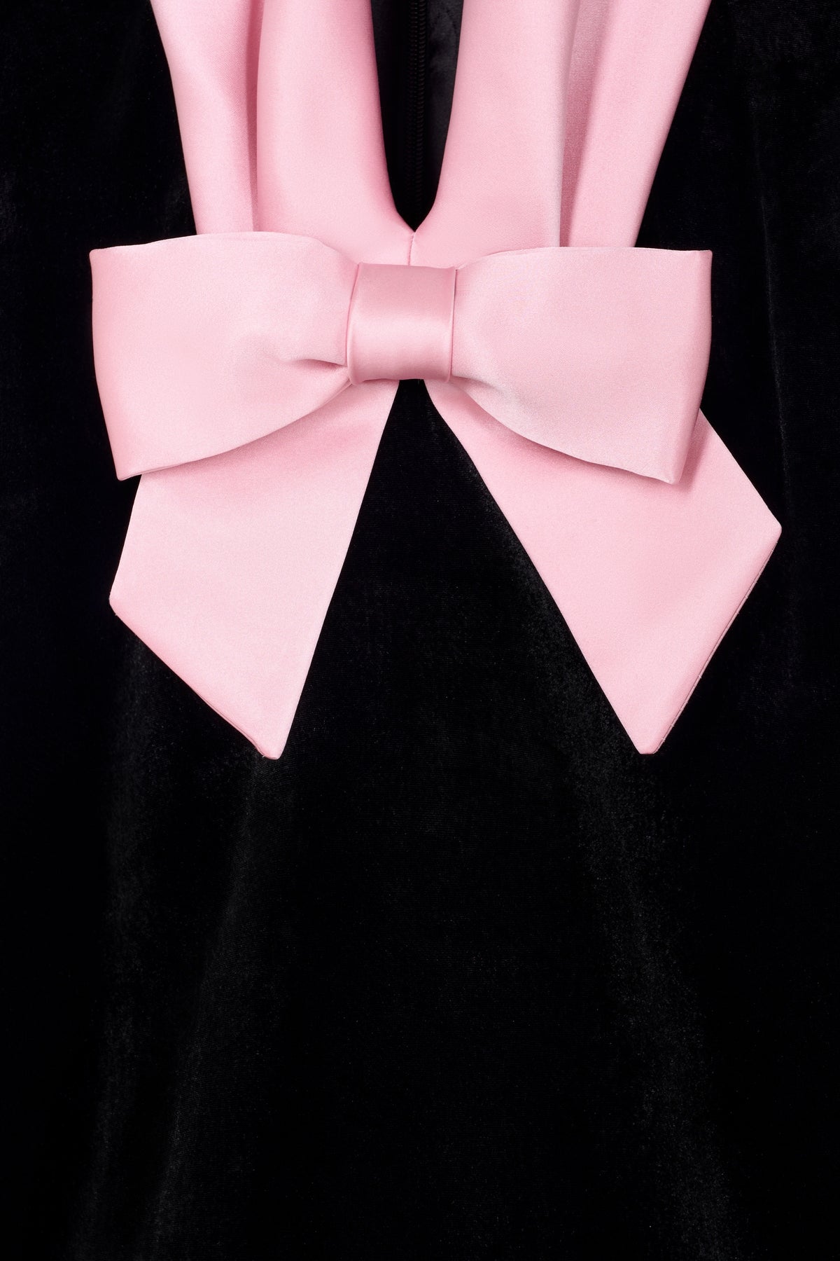 Runway Bow Dress Long Velvet Black/Pink