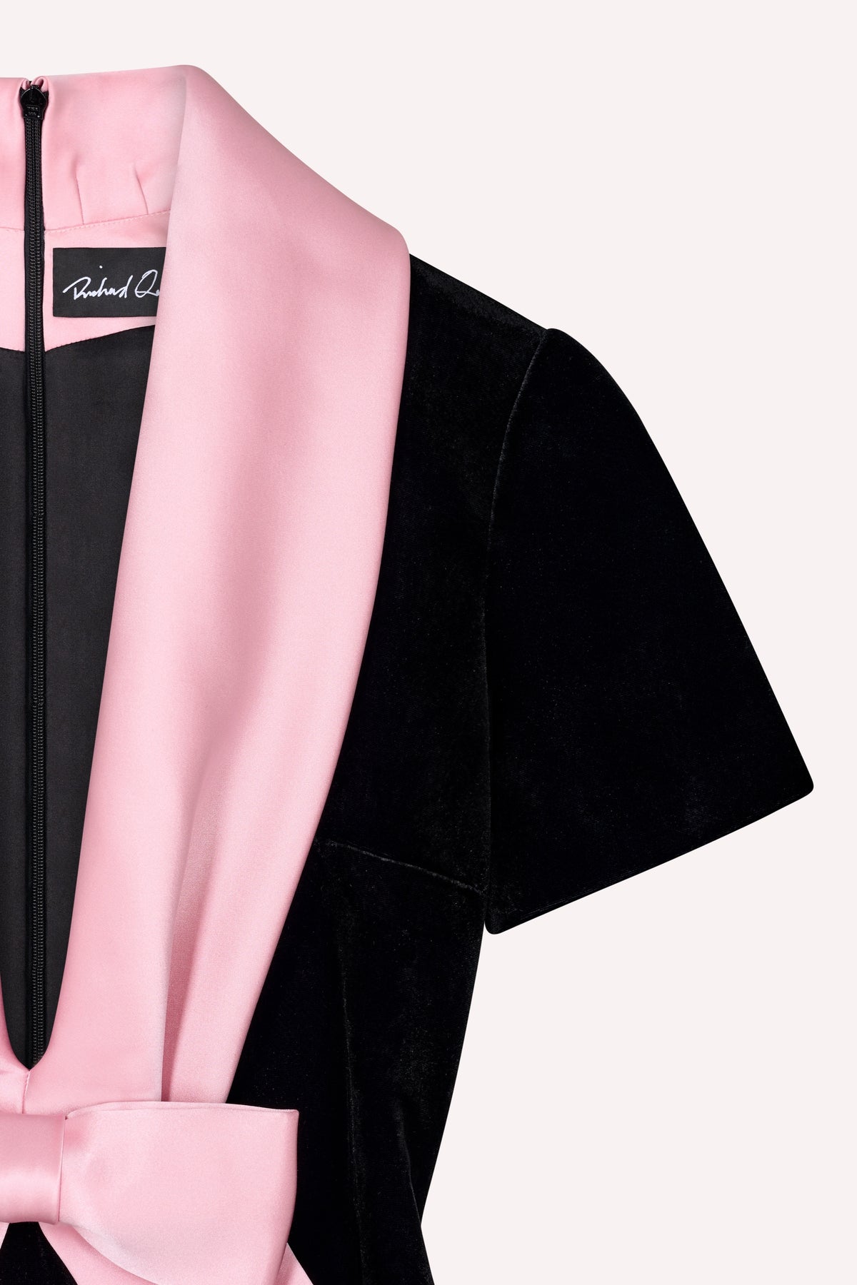 Runway Bow Dress Long Velvet Black/Pink