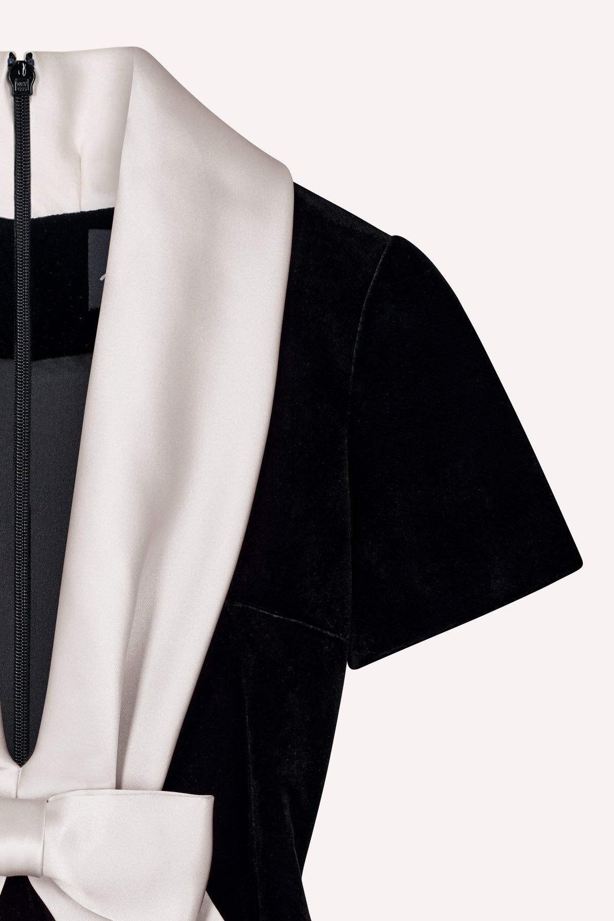 Runway Bow Dress Long Velvet Black/Ivory