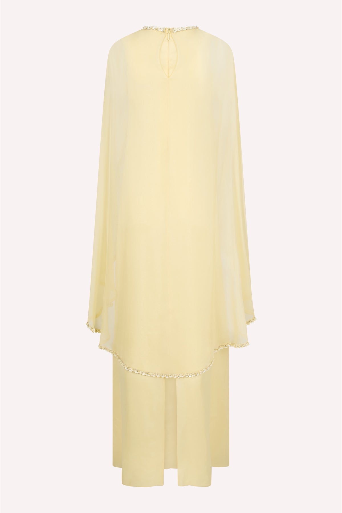 Yellow Chiffon Cape Dress
