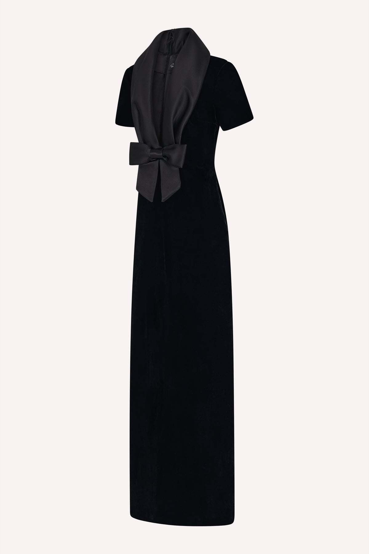 Runway Bow Dress Long Velvet Black/Black